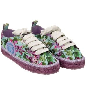 DOLCE & GABBANA Logo Flower Lace Espadrilles